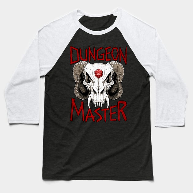 Dragon Skull Dungeon Master Baseball T-Shirt by MaratusFunk